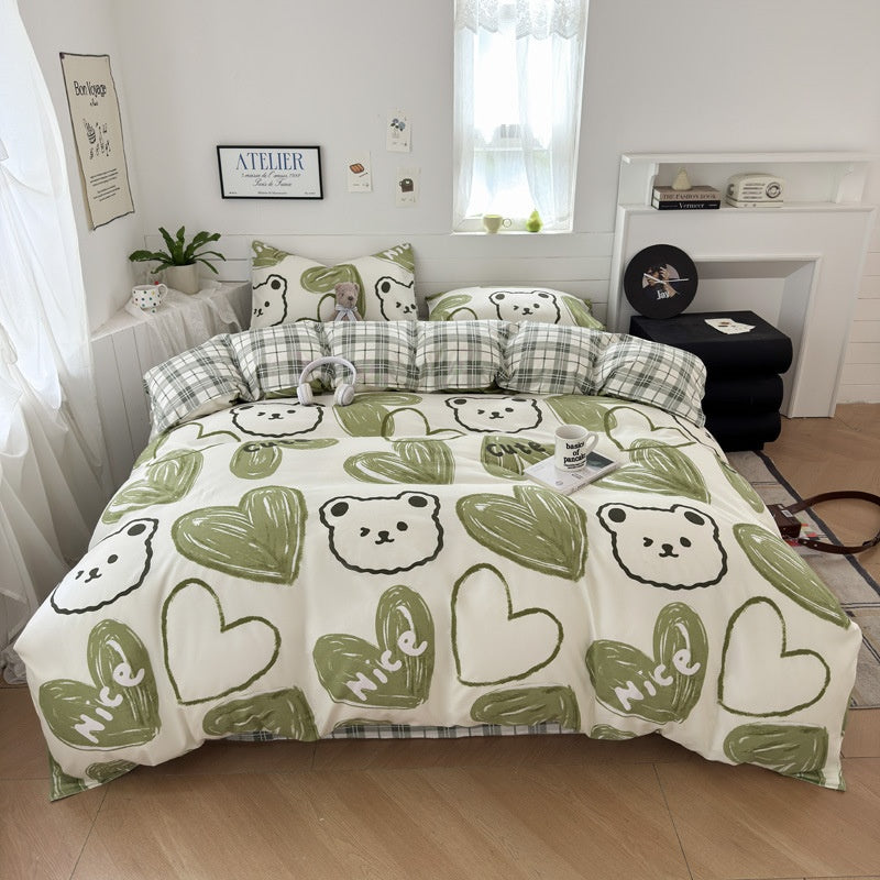 Cartoon Four-Piece Set Fresh Autumn and Winter Single Student Dormitory Bedding Sheet Three-Piece Set Single Quilt Cover