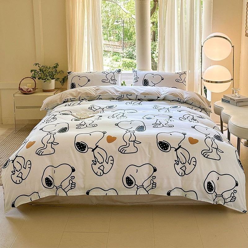 Cartoon Four-Piece Set Fresh Autumn and Winter Single Student Dormitory Bedding Sheet Three-Piece Set Single Quilt Cover